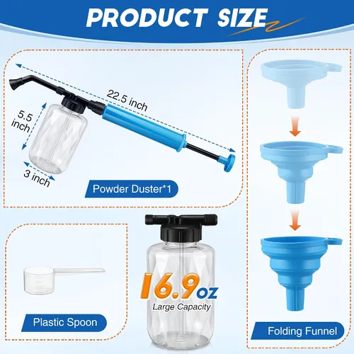 Vista 2 de Qualirey Polvo de tierra de diatomeas, dispensador aplicador de polvos de jardín de 16.9 fl oz, polvo de polvo, aplicador de polvos para el hogar