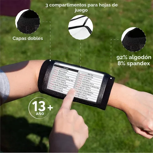 Vista 6 de Playbook Wristband QB, Adult Playbook,3 Slots, 6 Pack Negro