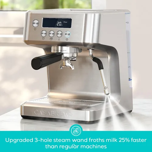 Vista 5 de CASABREWS Ultra Pro 20 Bar Espresso Machine with Fast Heating System Silver