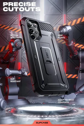 Vista 6 de SUPCASE Funda para Samsung Galaxy S23 Ultra con soporte (Unicorn Beetle Pro), [marco frontal integrado y clip para cinturón]
