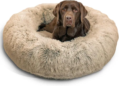 Vista 35 de Best Friends by Sheri - The Original Calming Donut - Cama calmante en forma de dona para perros y gatos - Pelo largo, azul bebé, M, 30 x 30 pulgadas