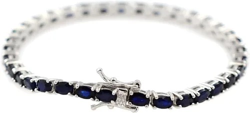 Vista 3 de Pulsera de tenis de plata de ley 925 natural de 0197 x 0118in corte ovalado zafiro azul piedra natal de septiembre joyería para mujer regalo