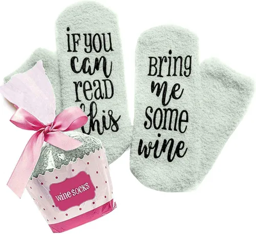 Vista 37 de CHANGGER Calcetines unisex con texto en inglés "If You Can Read This Bring Me Some Fuzzy Funny Saying Crew Socks Christmas Unisex Gift