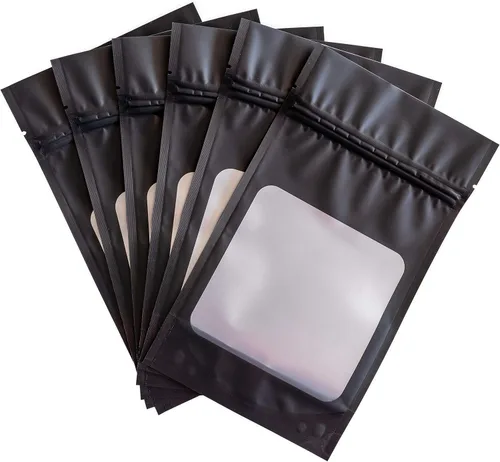 Vista 11 de HANSER Bolsas de papel de aluminio de Mylar resellables a prueba de olores e inodoras con ventana transparente Base autoportante Herméticas