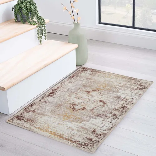 Vista 8 de SUPERIOR Medallion - Alfombra lavable, respaldo de algodón, alfombra para mesa de comedor, alfombra para vestíbulo, de fácil cuidado, alfombra Negro
