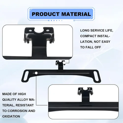 Vista 3 de Soporte universal para placa de matrícula de visión trasera para automóvil, kit de cámara trasera montada en espejo, soporte de instalación