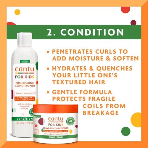 Vista 4 de Cantu Care for Kids - Juego de régimen de cuidado del cabello con champú de gran tamaño + acondicionador + desenredante + acondicionador sin