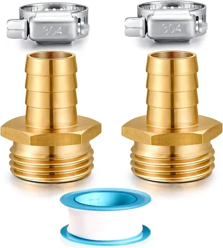 Vista 9 de Kit de reparación de manguera de jardín de latón sólido YELUN, conector con abrazaderas 1/2" púas x 3/4" hembra, apto para accesorios de manguera