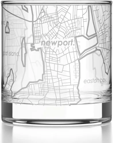Vista 91 de Well Told Vaso de rocas grabado con mapa de Akron, Ohio, cristalería estilo antiguo (325ml, transparente) Vaso de bourbon grabado, regalos