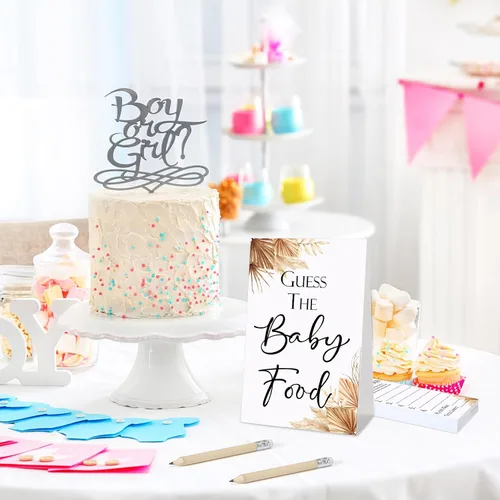 Vista 6 de Jutom Juego de 67 piezas para baby shower, Boho Guess The Baby Food Game