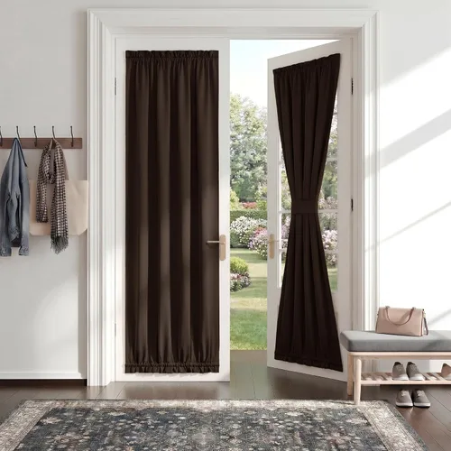 Vista 15 de PONY DANCE Persianas para puertas – Paneles opacos para tratamiento de ventanas, cortinas sólidas de alta resistencia con bolsillo para barra