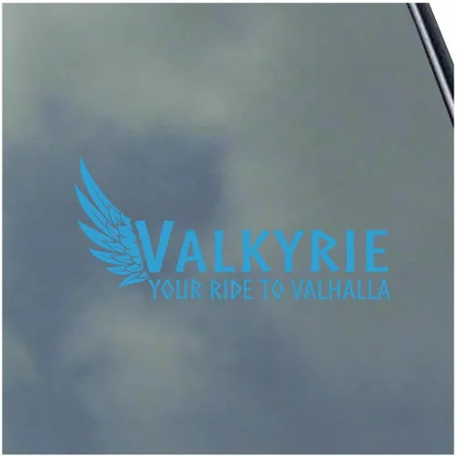 Vista 9 de Valkyrie Your Ride to Valhalla - Calcomanía de vinilo Asatru Norse God Odin Rune por KLO Graphics Negro