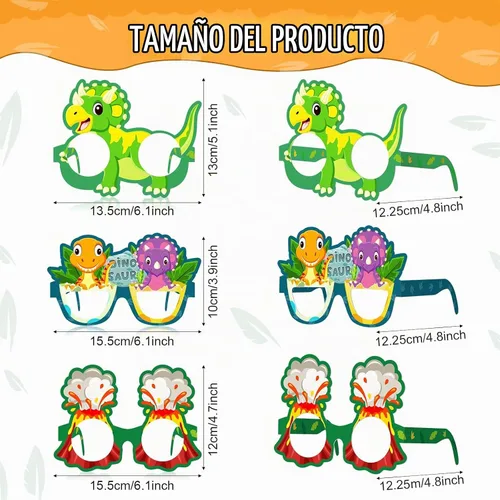 Vista 2 de Copkim 32 vasos de dinosaurio a granel, decoraciones de fiesta de cumpleaños de dinosaurio, gafas de papel con temática de dinosaurio, accesorios