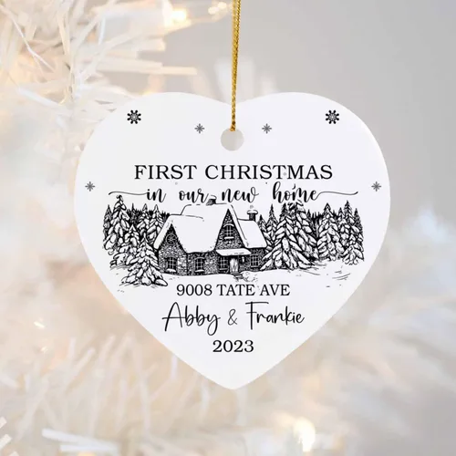Vista 3 de Adorno de primera Navidad en nuestro nuevo hogar 2025, adorno personalizado para el nuevo hogar, adornos de Navidad personalizados para dirección