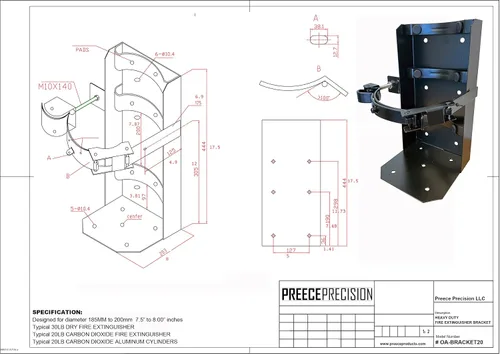 Vista 7 de Extintor de incendios seco universal de 30 libras, soporte de cilindro de dióxido de carbono de CO2 de aluminio de 20 libras, 7 1/2 "a 8" de diámetro