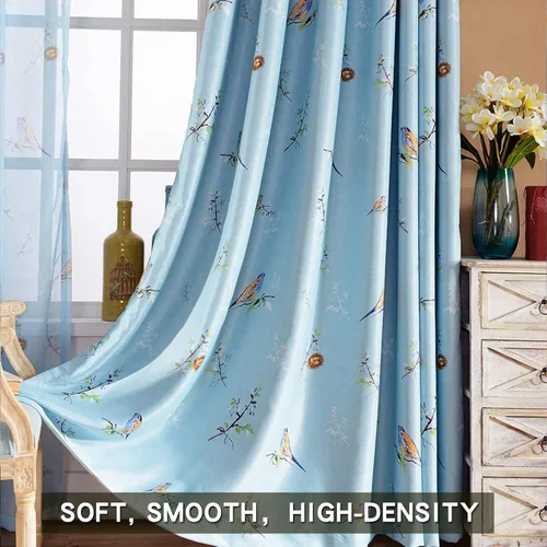 Vista 4 de SUOUO - Cortinas opacas de doble cara con estampado de pájaros de 84 pulgadas, 2 paneles, cortinas rústicas de granja vintage para ventana