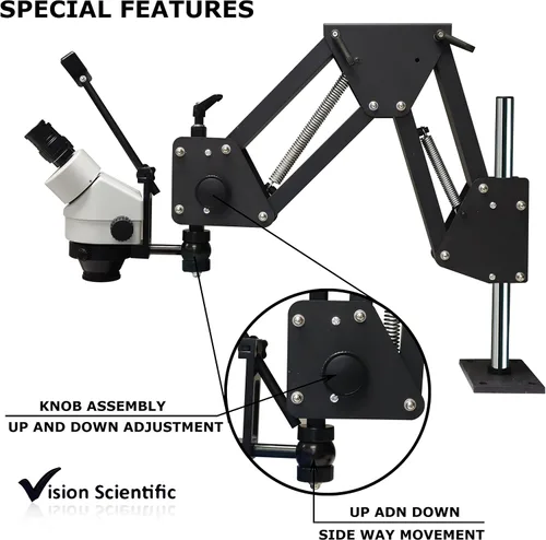 Vista 6 de Microscopio multidireccional con zoom binocular VS-11E Ocular de campo ancho 10x Rango de zoom de 0.7X—4.5X, rango de aumento 7X—45x Soporte