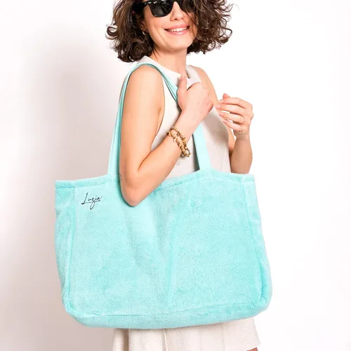 Vista 8 de Luzia Bolsa de playa y piscina, extra grande, reversible, hecha de algodón suave de alta calidad