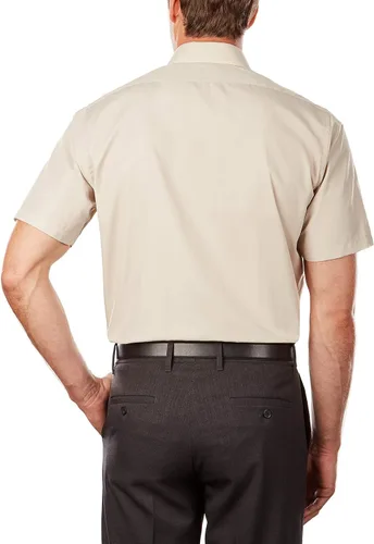 Vista 2 de Van Heusen Camisa de vestir de manga corta para hombre, ajuste regular, popelina sólida, Popelín Sólido