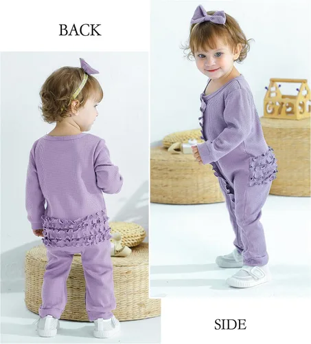 Vista 4 de Mikrdoo Ropa de niña recién nacida, ropa de bebé, trajes de otoño e invierno, mameluco de manga larga de 0, 3, 6, 12 meses
