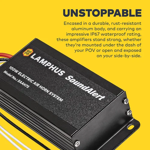 Vista 4 de LAMPHUS SoundAlert kit de amplificador de bocina de aire para policía de 100W [altavoz delgado de 118-124 dB]