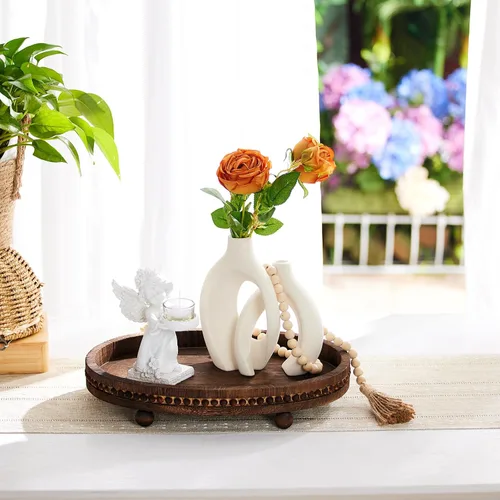 Vista 4 de HouseJoy - Bandeja decorativa para mesa auxiliar, bandeja decorativa