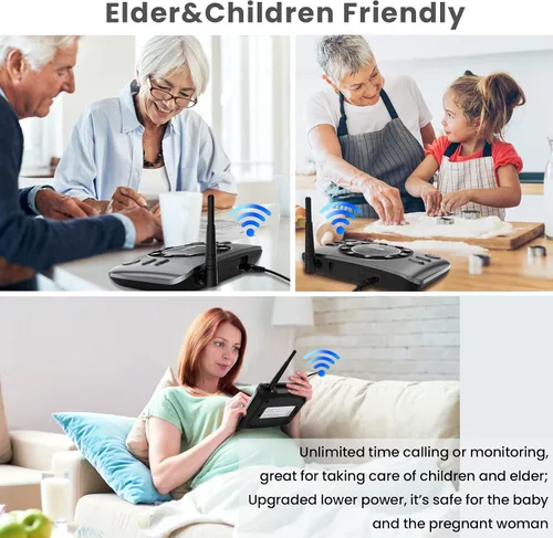 Vista 4 de Intercomunicadores inalámbricos manos libres para negocios en casa, sistema de intercomunicación de audio bidireccional mejorado para ancianos