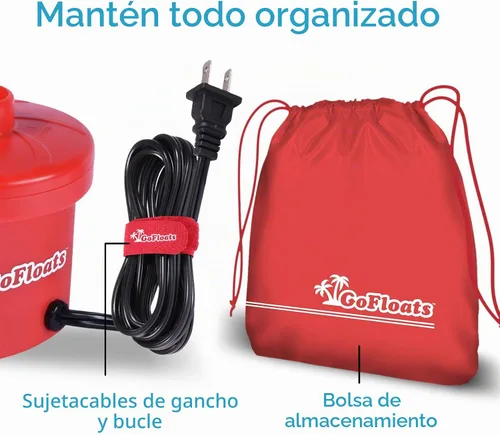 Vista 3 de GoFloats Bomba de aire eléctrica de inflado rápido (AC 110/120V) con bolsa de mano y kit de reparación de balsa