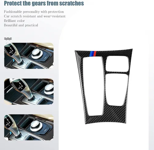 Vista 5 de Pacify Cubierta del panel de la palanca de cambios de fibra de carbono, control central, panel de cambios, adhesivo protector compatible con BMW X5