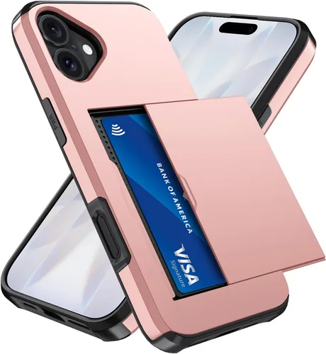 Vista 71 de Qinmay Funda compatible con iPhone 7 Plus/8 Plus con tarjetero, doble capa a prueba de golpes, funda protectora resistente con ranura oculta Negro