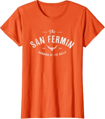 Vista 18 de The Running of the Bulls" - Pamplona Gift - Camiseta San Fermin, Rojo, S Asfalto