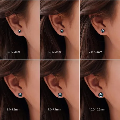 Vista 5 de YAMI Black/Grey/White Pearl Earrings, Real Cultured Pearl, 925 Sterling Silver Stud Earrings Plated with 18K Gold, Classic & Elegant Jewelry Gifts