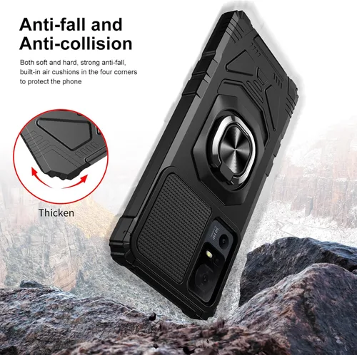 Vista 5 de Ailiber - Funda para TCL 40 XE/40 X 5G/T609M, protector de pantalla, color negro Flexible Stable Ring Kickstand Holder Military-Grade Drop