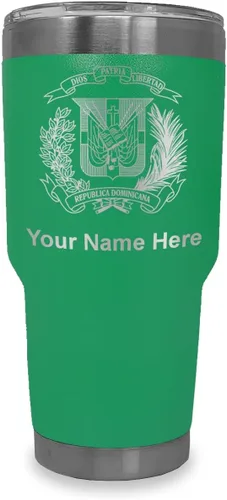 Vista 7 de LaserGram Taza aislada al vacío de 20 onzas, escudo de armas, República Dominicana, grabado personalizado incluido (gris)