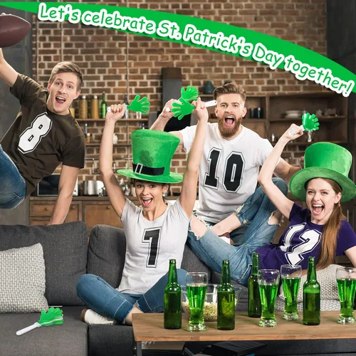 Vista 4 de 50 unidades de 7.5 pulgadas verde/blanco para hacer ruido de plástico para eventos deportivos, fiesta de San Patricio, agentes de ruido para fiesta