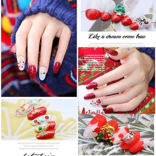 Vista 5 de Juego de 6 cajas de lentejuelas con purpurina para arte de uñas, polvo de diamante de cristal rojo, 3D, holográfico, escamas brillantes, juego