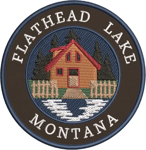 Vista 6 de Cabin by The Lake - Flathead Lake - Montana - Parche decorativo bordado de 3.5 pulgadas para planchar o coser, para vacaciones, recuerdo, viajes