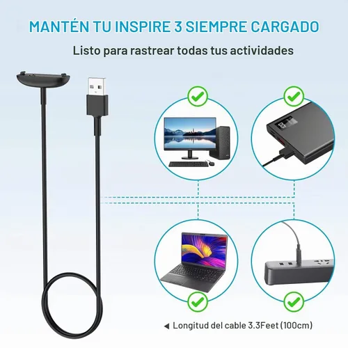 Vista 5 de Paquete de 2 cables de carga para Fitbit Inspire 3