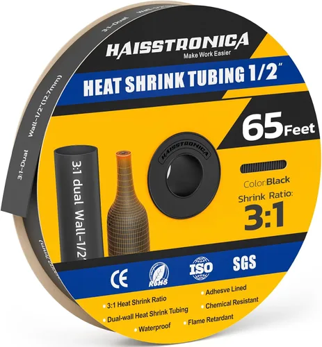 Vista 21 de haisstronica Tubo termorretráctil 3:1, relación de encogimiento, tubo termorretráctil de grado marino forrado con adhesivo para el hogar, automoción