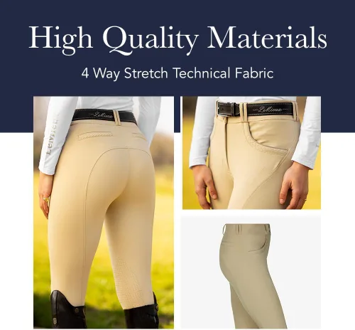 Vista 5 de LeMieux Amara - Pantalones de equitación para mujer en color beige, pantalones ecuestres para montar a caballo, pantalones de equitación Jodhpur