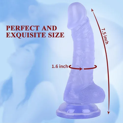 Vista 2 de Consolador sexual realista de 7 pulgadas, consolador suave con eje curvado para estimulación del punto G vaginal, material seguro para el cuerpo