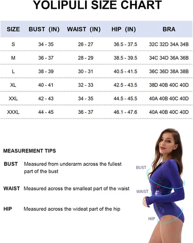 Vista 6 de YOLIPULI Traje de baño de una pieza de manga larga para mujer, protección UV, traje de baño de surf