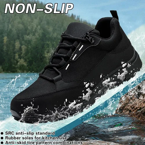 Vista 4 de Steel Toe Shoes for Men Women, Non-Slip Waterproof Work Safety Shoes, Indestructible Puncture-Proof Construction Industrial Shoes, Zapatos