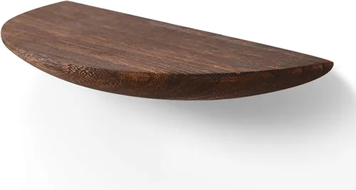 Vista 15 de Estantes flotantes gruesos de madera maciza, estante semicírculo montado en la pared, decoración de pared colgante, estantes decorativos, estante