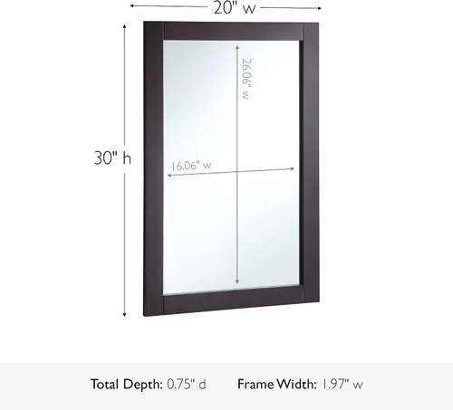 Vista 2 de Shorewood 547075-ESP - Espejo rectangular para decoración de pared, 30 pulgadas de alto x 20 pulgadas de largo, marco de madera tradicional