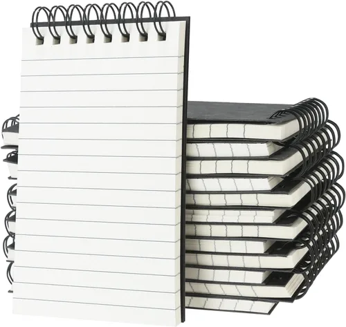 Vista 8 de Paquete de 8 cuadernos de bolsillo en espiral de 3 x 5 pulgadas, bloc de Negro