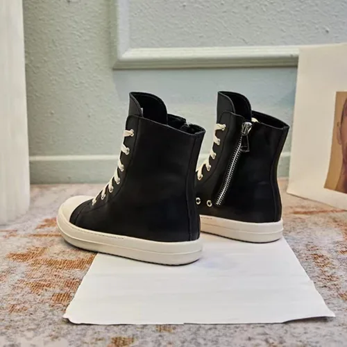 Vista 3 de IMPREMEY Zapatos deportivos de piel sintética con cordones para mujer, con suela gruesa y cremallera, zapatos de moda para caminar
