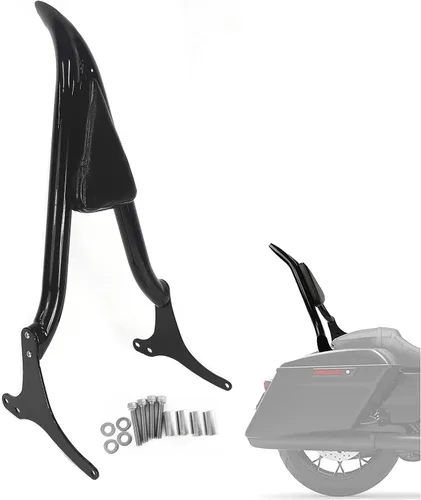 Vista 13 de Barra cromada desmontable para respaldo de pasajero, almohadilla trasera para Harley Davidson modelos Touring 2009-2026 Street Glide Road Glide Cromo