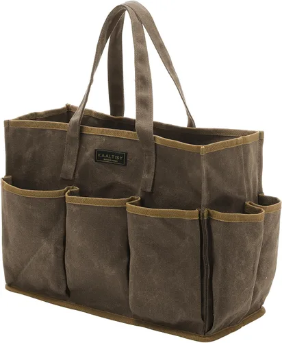 Vista 10 de Bolsa de herramientas de lona encerada resistente de 16 onzas, bolsa de herramientas de jardín Bolsa portátil de almacenamiento de herramientas