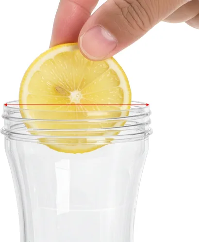 Vista 3 de Jucoan Paquete de 4 jarras de jugo de plástico de 1 litro con tapas para barra de mimosa, brunch, jarras de agua transparente con tapa abatible